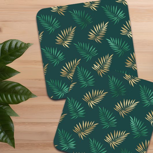 Green and Gold Glitzer auf tropischen Blätter Getränkeuntersetzer