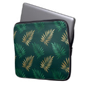 Green and Gold Glitzer auf tropischen Blätter Laptopschutzhülle (Vorderseite Links)