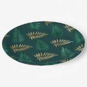 Green and Gold Glitzer auf tropischen Blätter Pappteller (Schrägansicht)