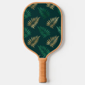 Green and Gold Glitzer auf tropischen Blätter Pickleball Schläger (Vorderseite)