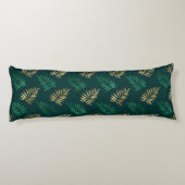 Green and Gold Glitzer auf tropischen Blätter Seitenschläferkissen (Rückseite)