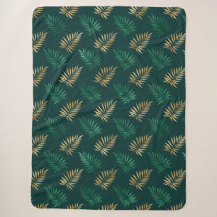 Green and Gold Glitzer auf tropischen Blätter Sherpadecke
