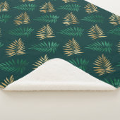 Green and Gold Glitzer auf tropischen Blätter Sherpadecke (3/4)