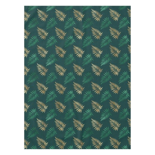 Green and Gold Glitzer auf tropischen Blätter Tischdecke (Vorderseite)