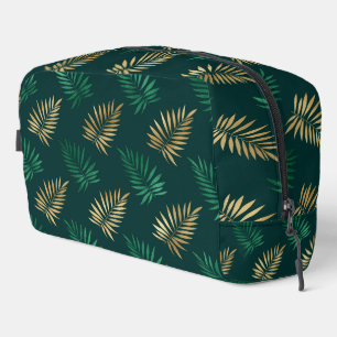Green and Gold Glitzer auf tropischen Blätter Waschbeutel