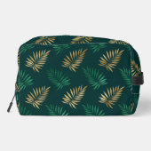 Green and Gold Glitzer auf tropischen Blätter Waschbeutel (Rückseite)