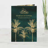 Green and Gold Glitzer Date Palm Muslim Wedding Einladung (Vorderseite)