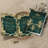Green and Gold Glitzer Date Palm Muslim Wedding Einladung