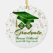 Green and Gold Graduate Foto Keramik Ornament (Vorne)