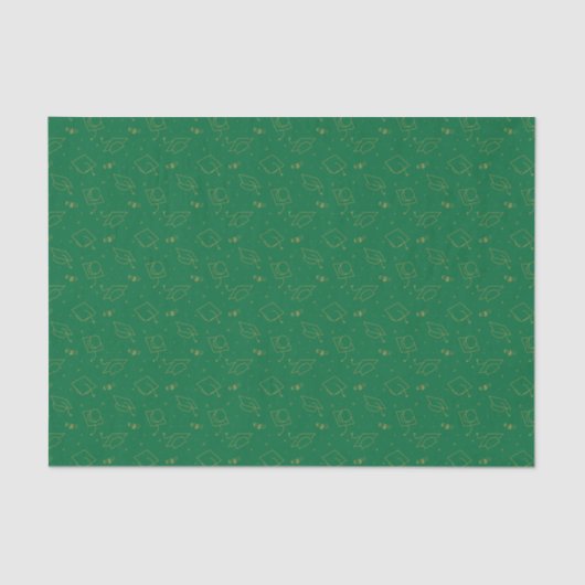Green and Gold Graduation Cap Toss Seidenpapier (Vorderseite)