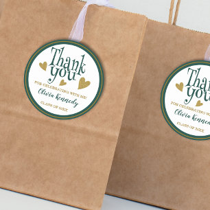 Green and Gold Graduation Party Vielen Dank für Ih Runder Aufkleber