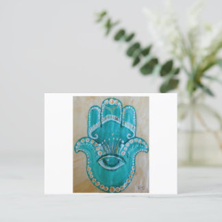 Green and Gold Hamsa Postkarte