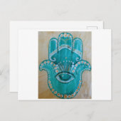 Green and Gold Hamsa Postkarte (Vorne/Hinten)