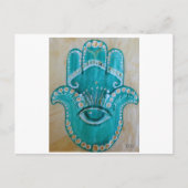 Green and Gold Hamsa Postkarte (Vorderseite)