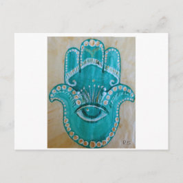 Green and Gold Hamsa Postkarte