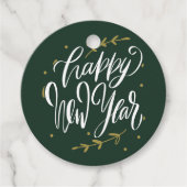 Green and Gold Happy New Year Calligraphy Wreath Geschenkanhänger (Vorderseite)
