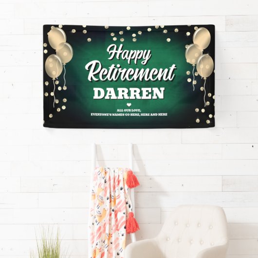 Green and Gold Happy Retirement Banner (Insitu)