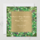 Green and Gold Holiday Wreath Feiertagskarte (Rückseite)