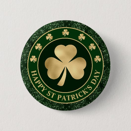 Green and Gold Kleeblatt Clover St Patrick's Day Button (Vorderseite)