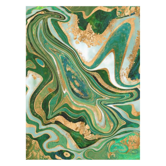 Green and gold liquid marble abstract tischdecke (Vorderseite)