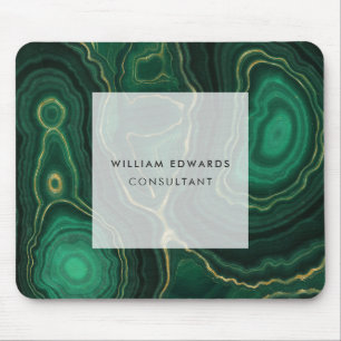 Green and Gold Malachite Marble Stone Mousepad