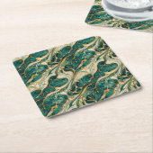 Green and gold marble design coasters rechteckiger pappuntersetzer (angewinkelt)