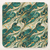 Green and gold marble design coasters rechteckiger pappuntersetzer (Vorderseite)