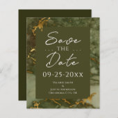 Green and Gold Marmor Budget Save the Date (Vorne/Hinten)