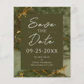 Green and Gold Marmor Budget Save the Date (Vorderseite)
