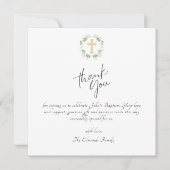 Green and Gold Minimalist Baptism Dankeskarte (Vorderseite)