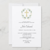 Green and Gold Minimalist Baptism Invitation Einladung (Vorderseite)