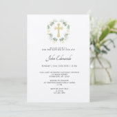 Green and Gold Minimalist Baptism Invitation Einladung (Stehend Vorderseite)