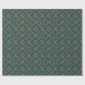 Green and Gold Mistletoe Christmas Wrapping Paper Geschenkpapier (Flach)