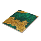 Green and Gold Mixed Media Abstract Fliese (Seite)