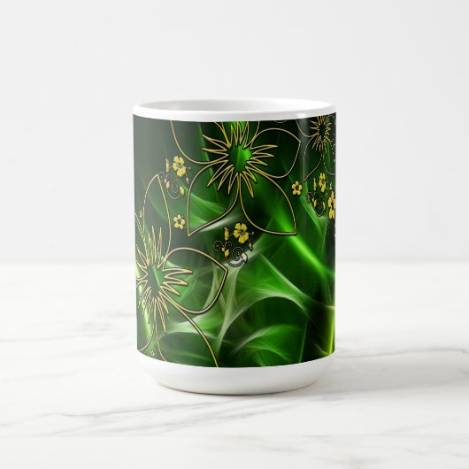 Green and Gold Modern Abstract Flower Kaffeetasse (Mittel)
