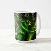 Green and Gold Modern Abstract Flower Kaffeetasse (VorderseiteRechts)