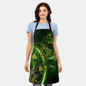 Green and Gold Modern Abstract Flower Schürze (Getragen)