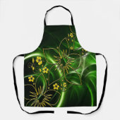 Green and Gold Modern Abstract Flower Schürze (Vorderseite)