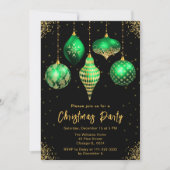 Green and Gold Ornaments Christmas Party Einladung (Vorderseite)