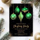 Green and Gold Ornaments Christmas Party Einladung