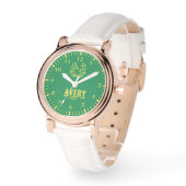 Green and Gold Personalized Custom Monogram Luxury Armbanduhr (Winkel)