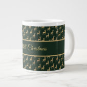 Green and Gold Reindeer Holiday Jumbo-Tasse (Vorderseite Rechts)