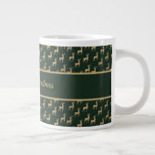 Green and Gold Reindeer Holiday Jumbo-Tasse (Rechts)