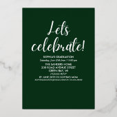 Green and Gold Script 4 Graduate Photos for Her Folieneinladung (Rückseite)