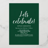 Green and Gold Script 4 photos Graduated Folieneinladung (Rückseite)