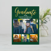 Green and Gold Script photos collage for graduated Folieneinladung (Stehend vorne)