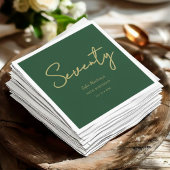 Green And Gold Seventy Birthday Party Napkins Serviette