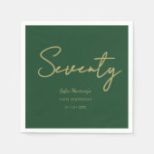 Green And Gold Seventy Birthday Party Napkins Serviette (Vorderseite)