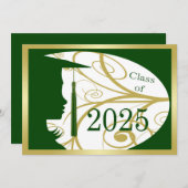 Green and Gold Silhouette 2025 Card Einladung (Vorne/Hinten)