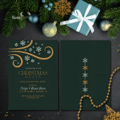 Green and Gold Snowflake Christmas Invitation Einladung